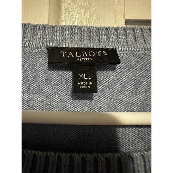 Talbots Nautical Blue Striped Lightweight Sweater Size XL Petite Button Sides - Picture 2 of 9